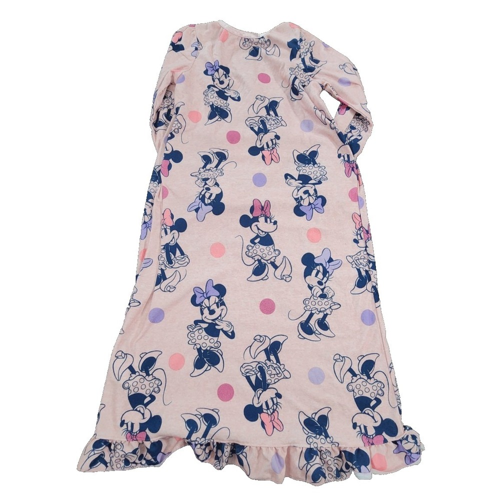 Disney Minnie Mouse Girls Pink Fleece Nightgown Long Sleeve Polka Dot Size 8 - Picture 4 of 4